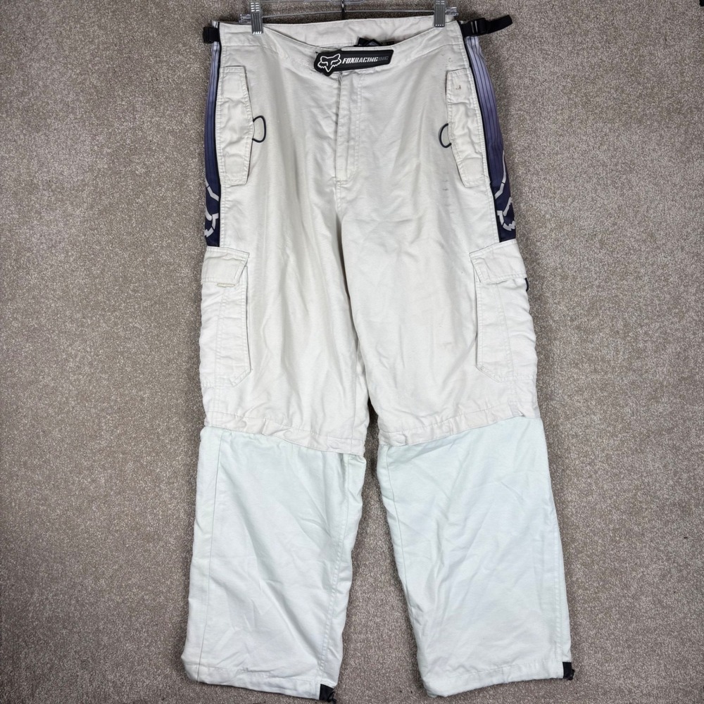 Fox Racing Mens W36 Motocross Cargo Pants Off White Grey MX Racing Trousers